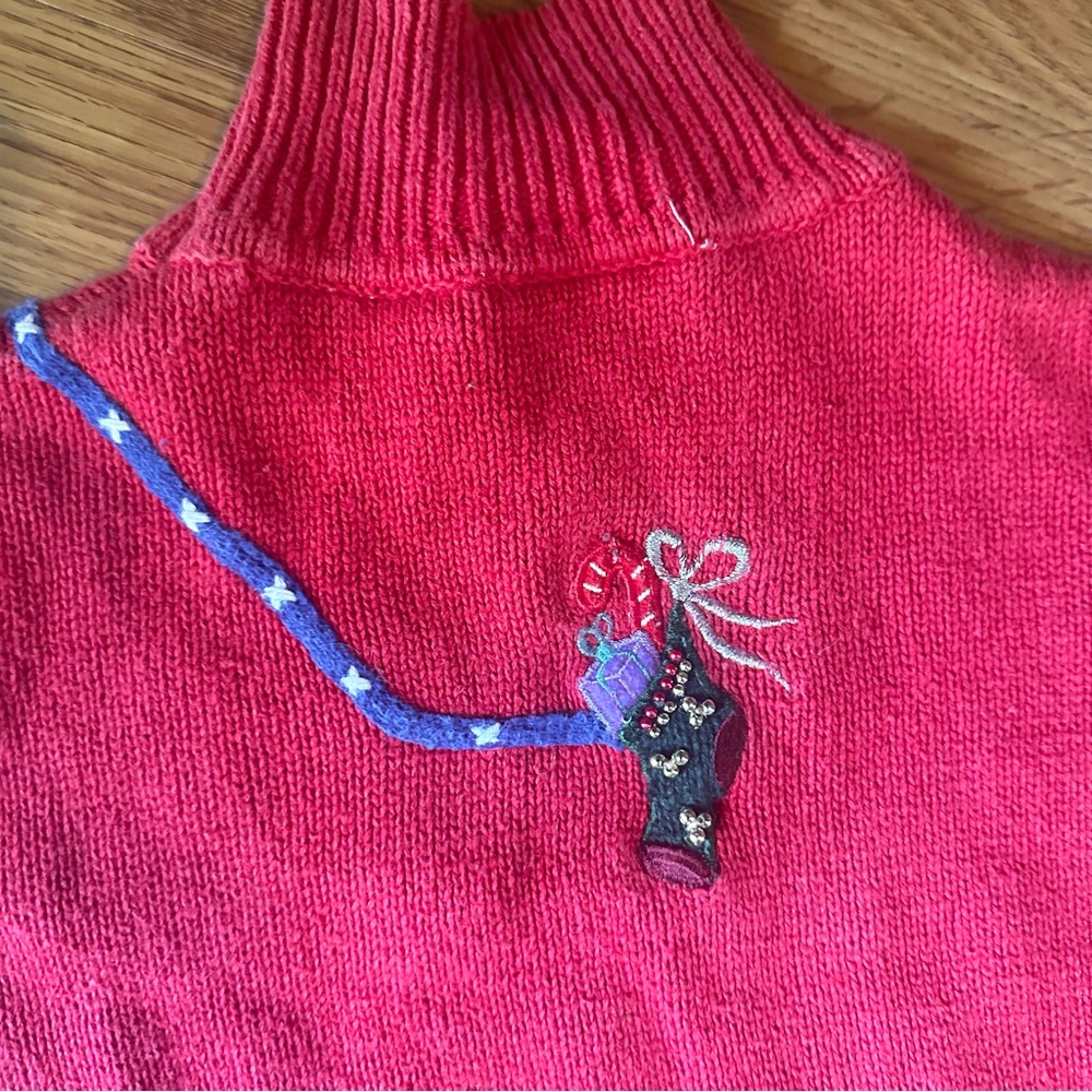 Women’s Small Red Vintage Ugly Christmas Sweater Embroidered‎ Appliqué Beaded - Picture 8 of 9